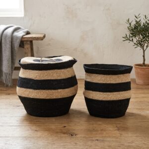 High-Contrast Striped Storage Baskets (Set of 2)
