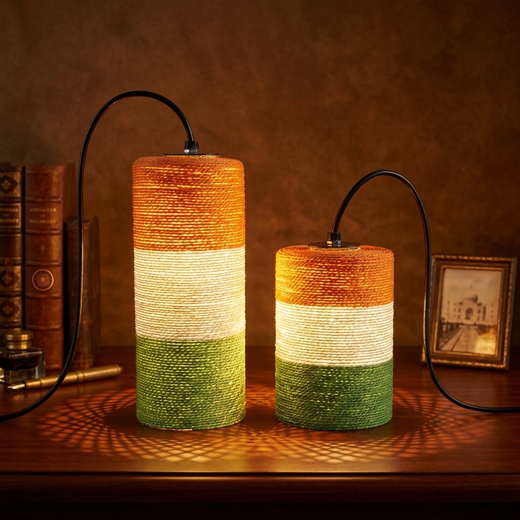 Indian Flag Inspired Hanging Lamps (2-Piece Set)