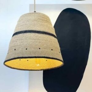 Jute Pendant Light Shade with Black Accents