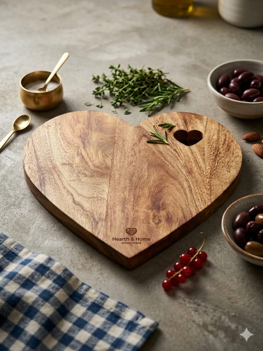 Heart-Shaped Wooden Serving Board
