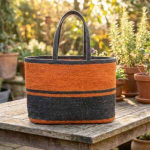 Orange and Black Market Tote Basket