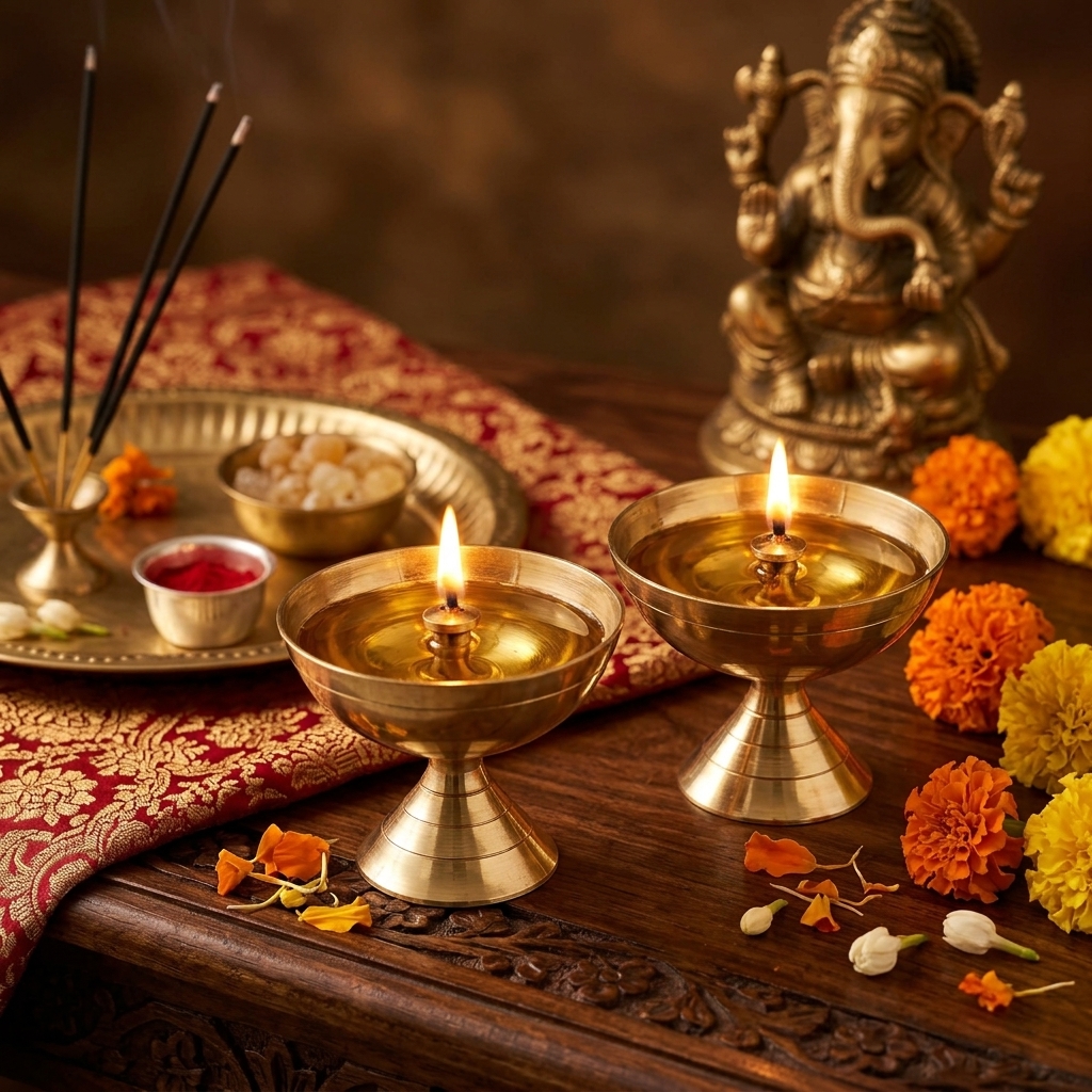 Brass Diya (or Brass Oil Lamp)