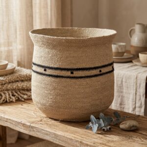 Urn Storage Basket with Black Band Accent