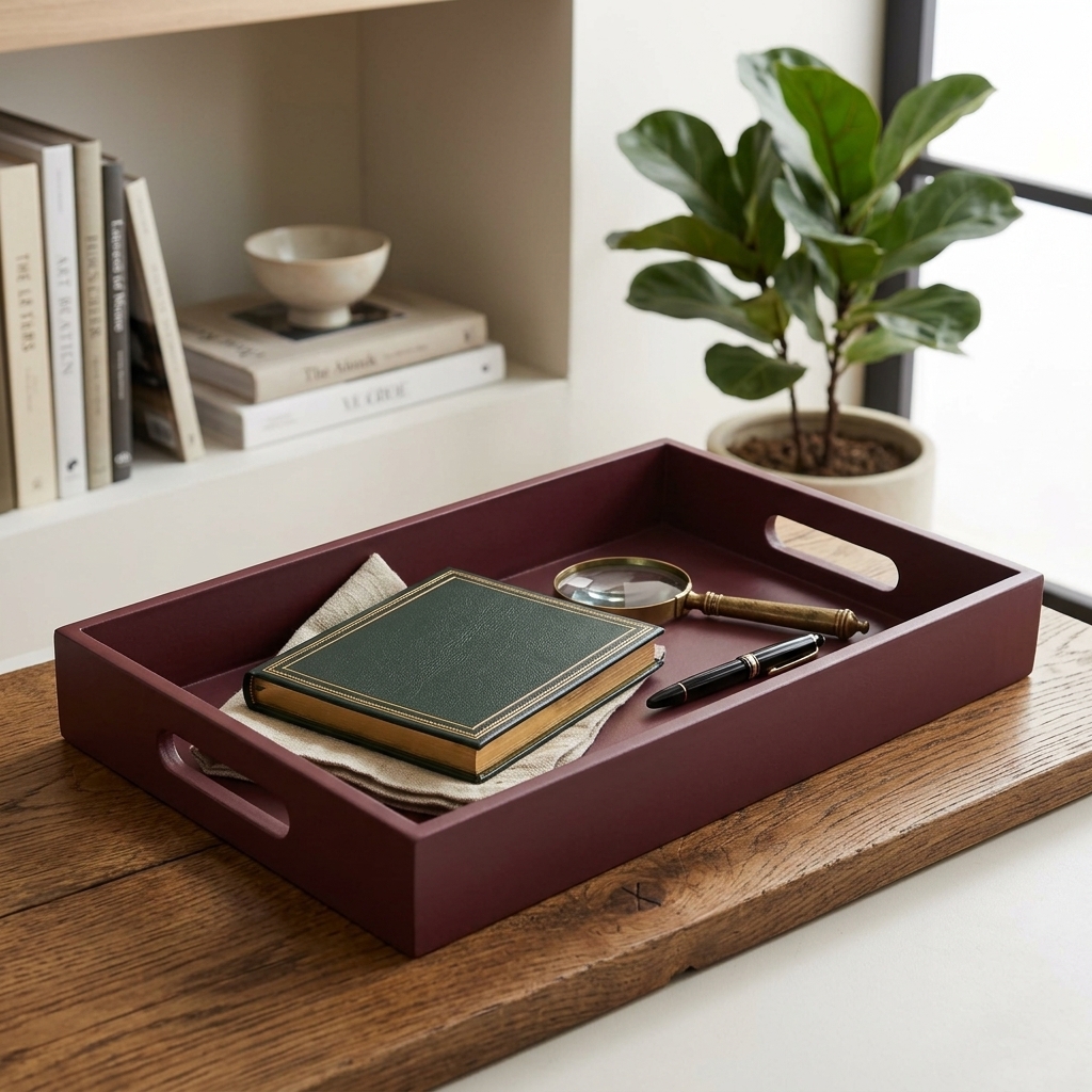 Classic Mahogany Brown Serving & Vanity Tray - Image 2