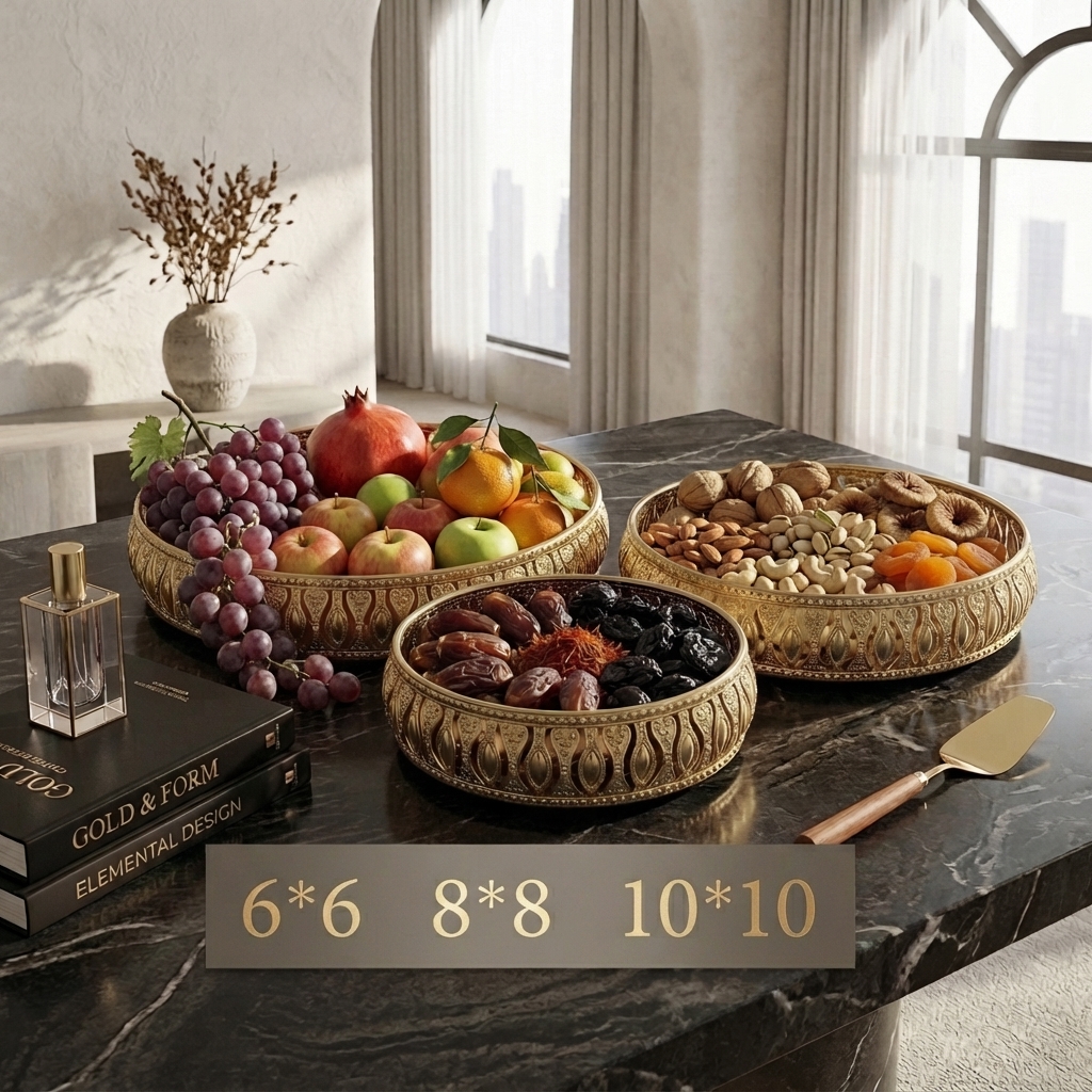 Luxury Crystal Gold Decorative Serving Tray Set