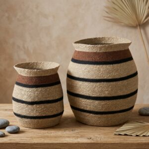 Striped Urn Storage Baskets (Set of 2)